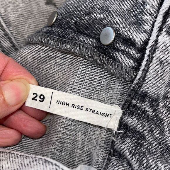 Pacsun Womens Acid Wash High Rise Straight Button Fly Jeans Black Size 29 - Picture 6 of 11